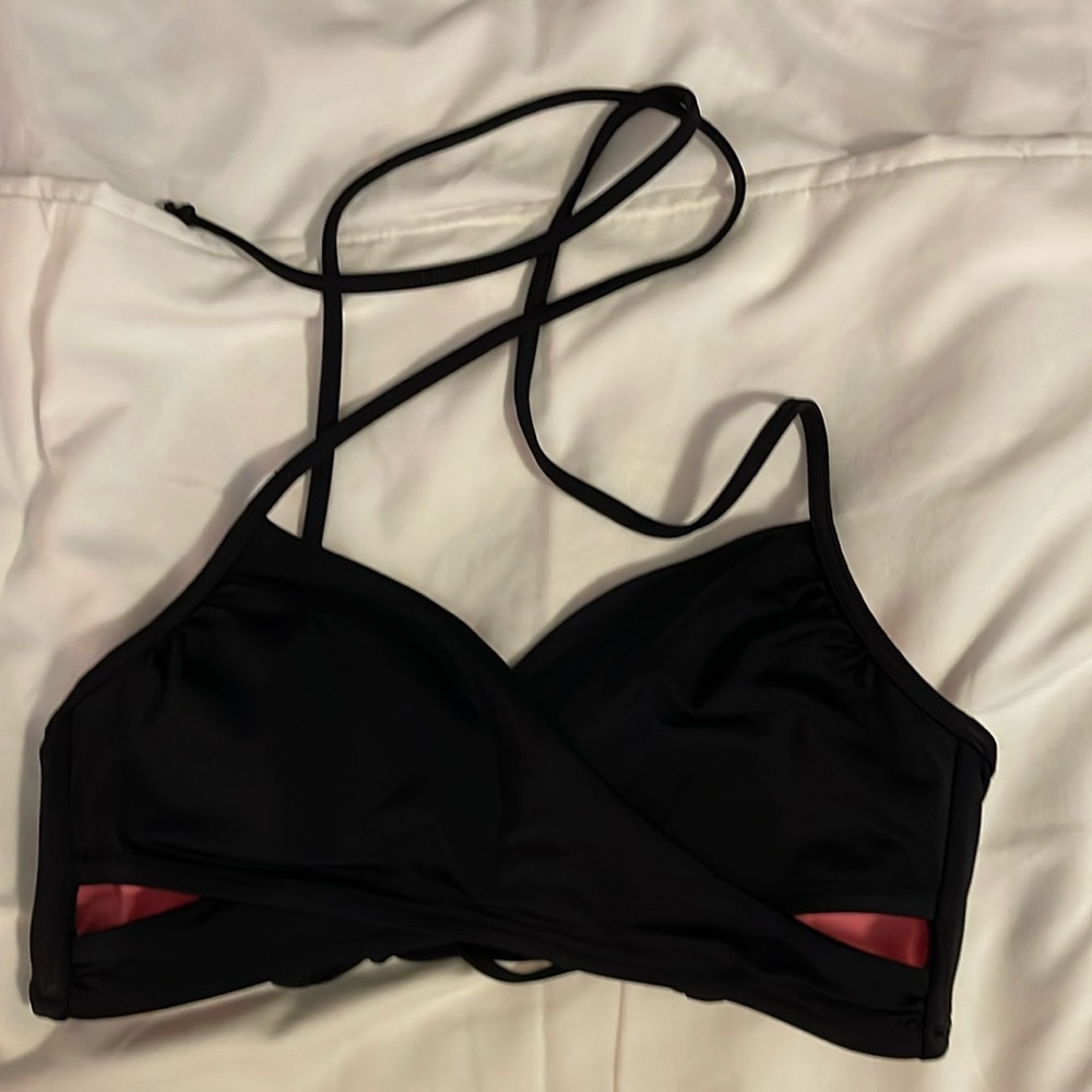 Pink Black Bikini Top